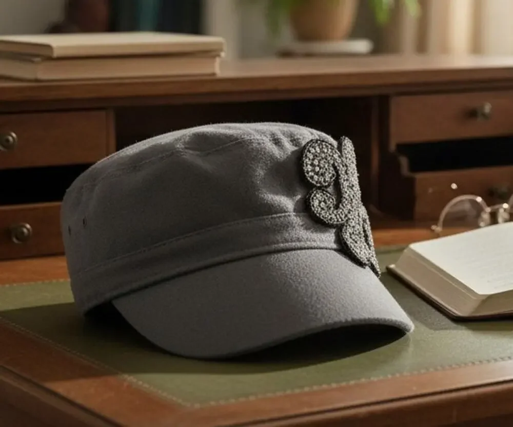 D&Y Accessories Women's Black Fleur De Lis Rhinestone Stretch Hat Elastafit